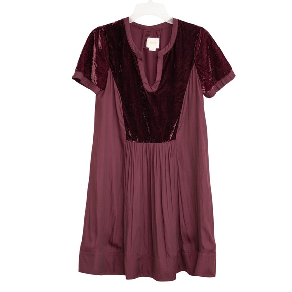 Maeve Dresses & Skirts - MAEVE Anthropologie Dress Sz S Burgundy Velvet Silky Boho Dark Academia Romantic